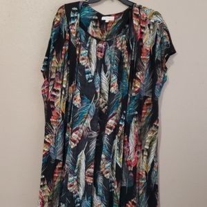 Black cardigan with multicolored feathers